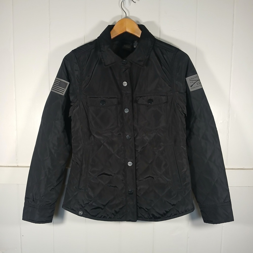 Grunt Style x Stormtech Jacket Womens S Black Quilted Snap Front Utility Patches